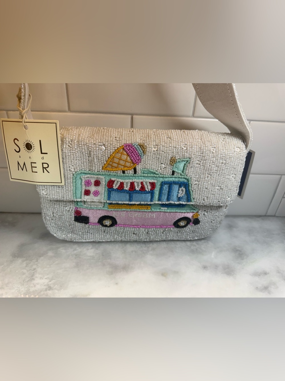 NEW RELEAE Sol & Mer Ice Cream Truck Themed Beaded Shoulder Bag NWT